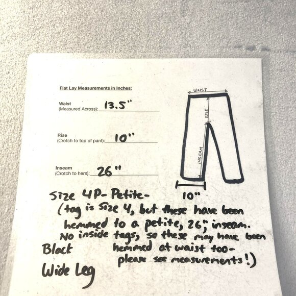 NWT Calvin Klein Wide Leg Dress Pants Womens 4P Petite Black Slacks Trousers - Picture 5 of 14